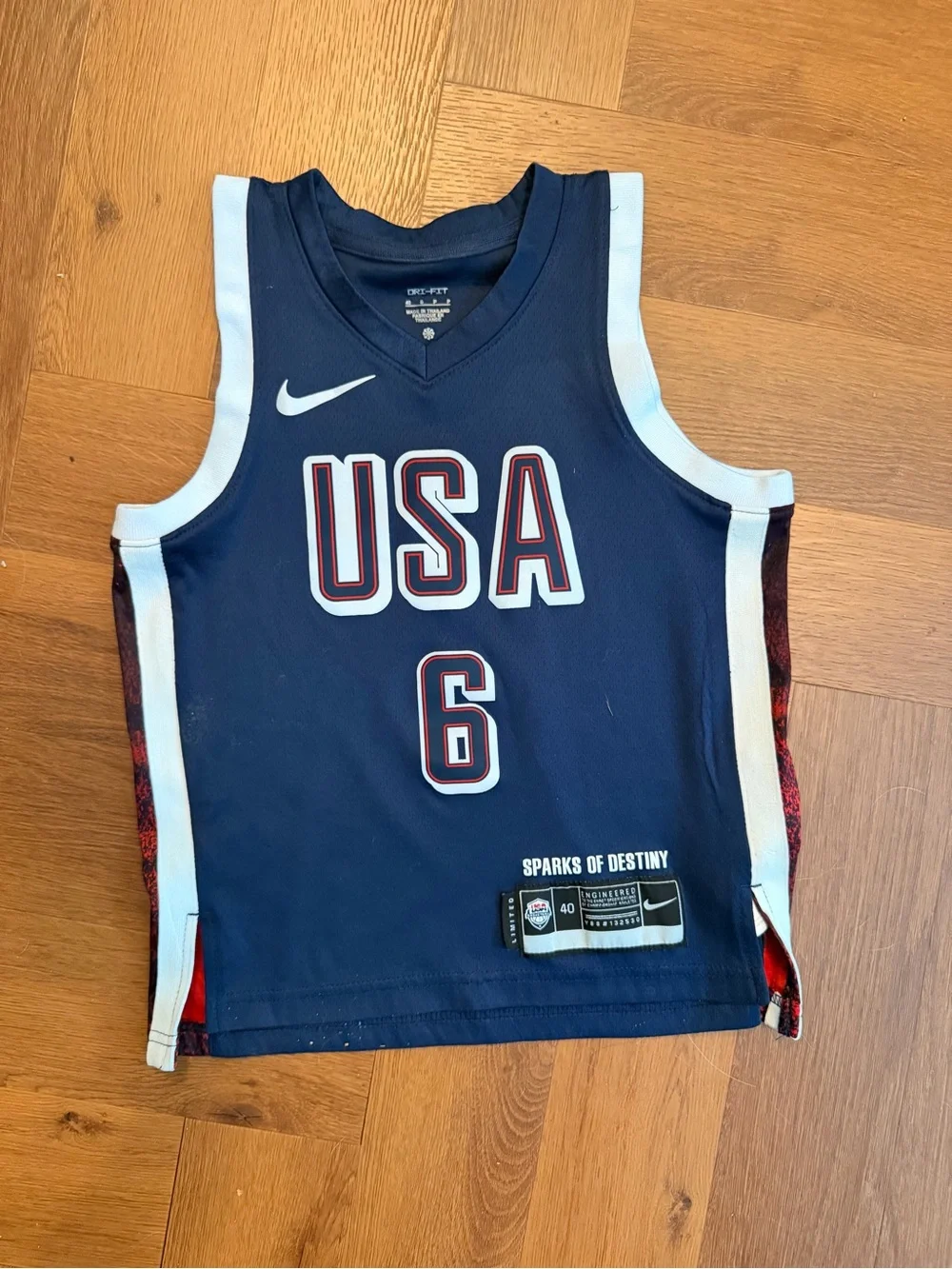 Nike Team USA LeBron James #6 “Sparks of Destiny” Youth Small Basketball Jersey